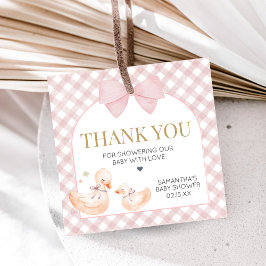Pink Gingham Silly Goose Baby Shower Bedankjes Labels