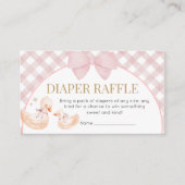 Pink Gingham Silly Goose Baby Shower Diaper Raffle Informatiekaartje (Voorkant)