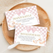 Pink Gingham Silly Goose Baby Shower Diaper Raffle Informatiekaartje