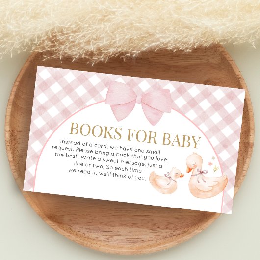 Pink Gingham Silly Goose Shower Books for Baby Informatiekaartje