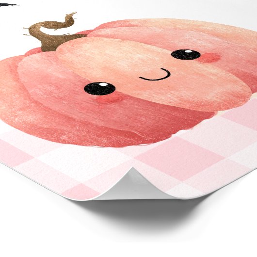 Pink Gingham Spooky One First Birthday Welcome Poster (Hoek)