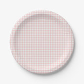 Pink Gingham Spring Birthday Party Papieren Bordje (Voorkant)