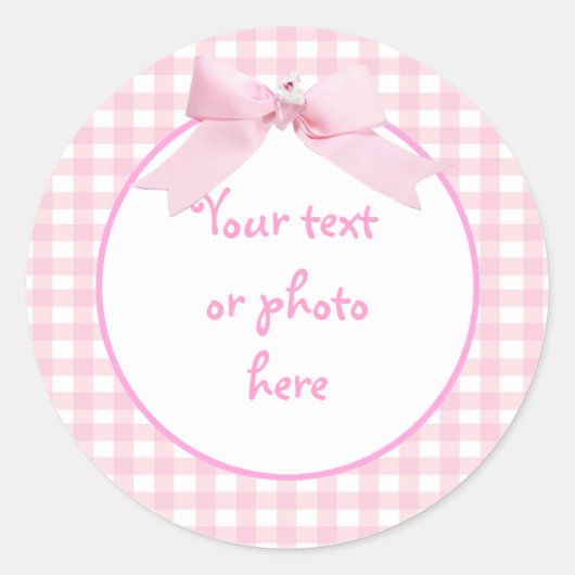 Pink Gingham Sticker (Voorkant)