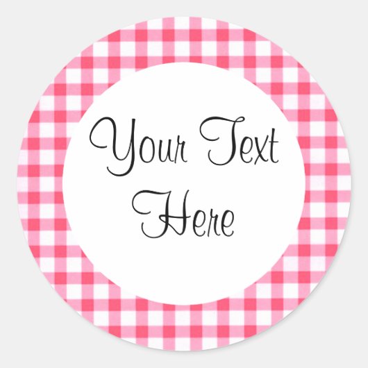 Pink Gingham Sticker (Voorkant)