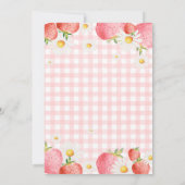 Pink Gingham Strawberry Berry eerste verjaardag Kaart (Achterkant)