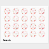 Pink Gingham Strawberry Berry eerste verjaardag Ronde Sticker (Vel)