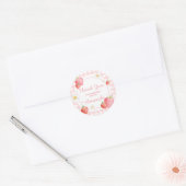 Pink Gingham Strawberry Berry eerste verjaardag Ronde Sticker (Envelop)