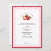 Pink Gingham Strawberry Berry Sweet Baby Shower Kaart (Voorkant)