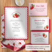Pink Gingham Strawberry Berry Sweet Baby Shower Kaart