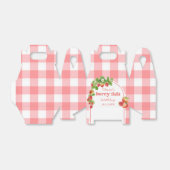 Pink Gingham Strawberry Verjaardag Bedankdoosjes (Uitgevouwen)