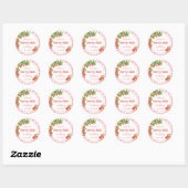 Pink Gingham Strawberry Verjaardag Ronde Sticker (Vel)