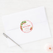 Pink Gingham Strawberry Verjaardag Ronde Sticker (Envelop)