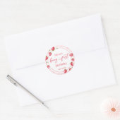 Pink Gingham Strawberry Verjaardag Ronde Sticker (Envelop)