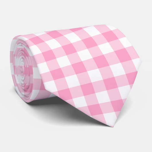 Pink Gingham Stropdas (Opgerold)