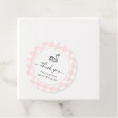 Pink Gingham Swan-Baby shower Bedankjes Labels (In situ)