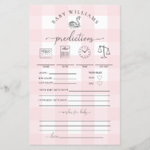Pink Gingham Swan Baby voorspellingen spel