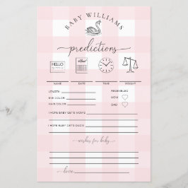 Pink Gingham Swan Baby voorspellingen spel