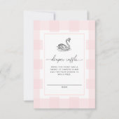 Pink Gingham Swan Luier Raffle Ticket Behuizing Kaart (Voorkant)