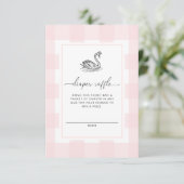 Pink Gingham Swan Luier Raffle Ticket Behuizing Kaart (Staand voorkant)