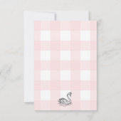 Pink Gingham Swan Luier Raffle Ticket Behuizing Kaart (Achterkant)