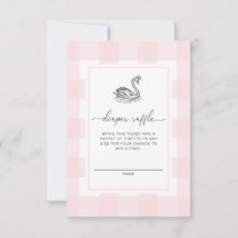 Pink Gingham Swan Luier Raffle Ticket Behuizing