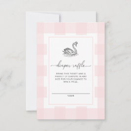 Pink Gingham Swan Luier Raffle Ticket Behuizing Kaart