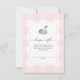Pink Gingham Swan Luier Raffle Ticket Behuizing Kaart