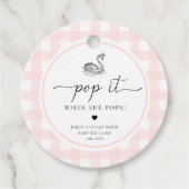 Pink Gingham Swan Pop het als ze Poppen Bedankjes Labels (Voorkant)