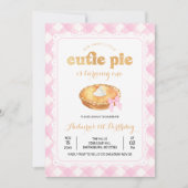 Pink Gingham Sweet Cutie Pie Verjaardag Uitnodigin Kaart (Voorkant)