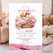 Pink Gingham Sweet Pumpkin Baby shower Kaart