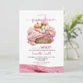 Pink Gingham Sweet Pumpkin Baby shower Kaart (Staand voorkant)