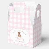 Pink Gingham Teddy Bear Beary First Birthday Bedankdoosjes (Geopend)