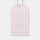 Pink Gingham Teddy Bear Beary First Birthday Cadeaulabel (Achterkant)