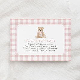Pink Gingham Teddy Bear Books for Baby Informatiekaartje