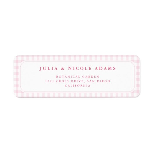 Pink Gingham Teddy Bear Neutral Baby Shower Etiket (Voorkant)