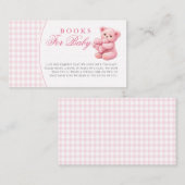 Pink Gingham Teddy Bear Neutral Baby Shower Informatiekaartje (Voorkant / Achterkant)