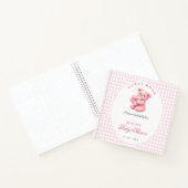 Pink Gingham Teddy Bear Neutral Baby Shower Notitieboek (Binnen)