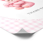 Pink Gingham Teddy Bear Neutral Baby Shower Poster (Hoek)