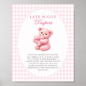 Pink Gingham Teddy Bear Neutral Baby Shower Poster (Voorkant)
