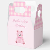 Pink Gingham Teddy Bedankdoosjes (Open)