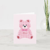 Pink Gingham Teddy Bedankkaart (Voorkant)