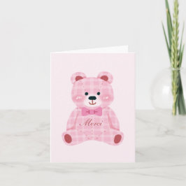 Pink Gingham Teddy Bedankkaart