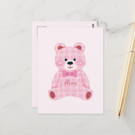 Pink Gingham Teddy Briefkaart