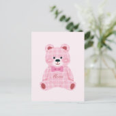 Pink Gingham Teddy Briefkaart (Staand voorkant)