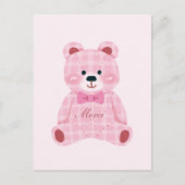 Pink Gingham Teddy Briefkaart (Voorkant)