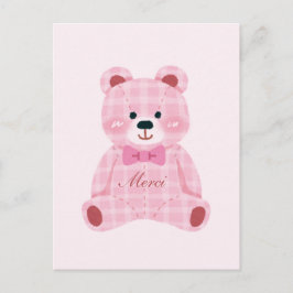 Pink Gingham Teddy Briefkaart