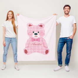 Pink Gingham Teddy Fleece Deken