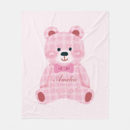 Pink Gingham Teddy Fleece Deken