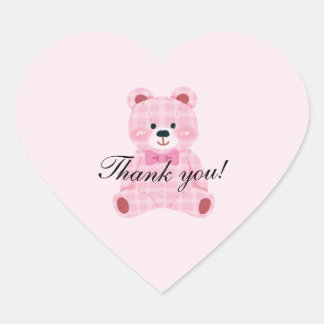 Pink Gingham Teddy Hart Sticker