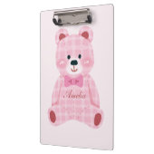 Pink Gingham Teddy Klembord (Links)